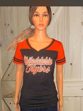 Knights Apparel Black and Orange Philadelphia Flyers Short-Sleeve Tee